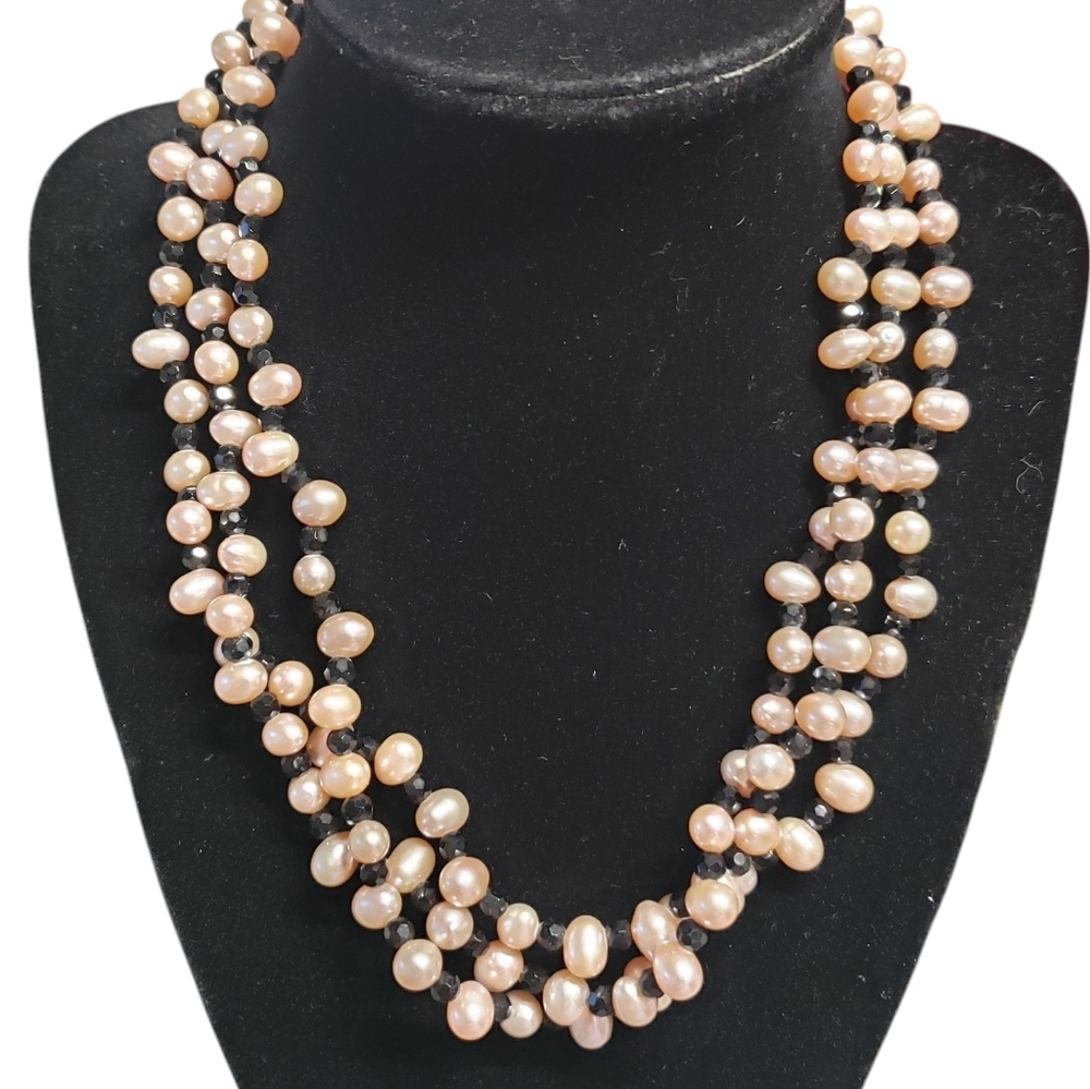 Vintage Triple Strand Baroque Pearl Necklace